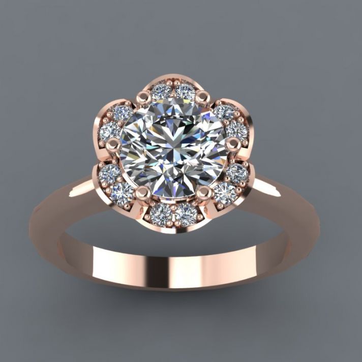Rose Gold Engagement Ring with Moissanite stones