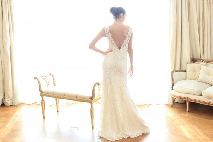 Lace mermaid v back wedding dress