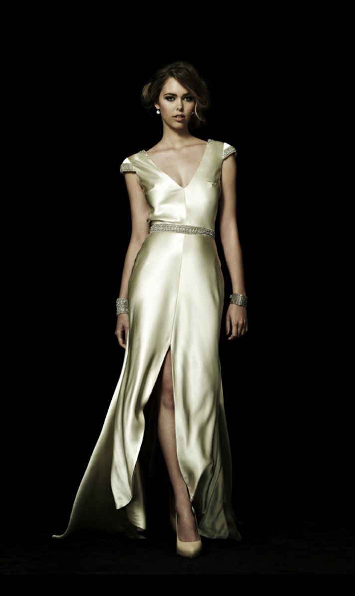 Statement Back Wedding Dress in Ivory Silk