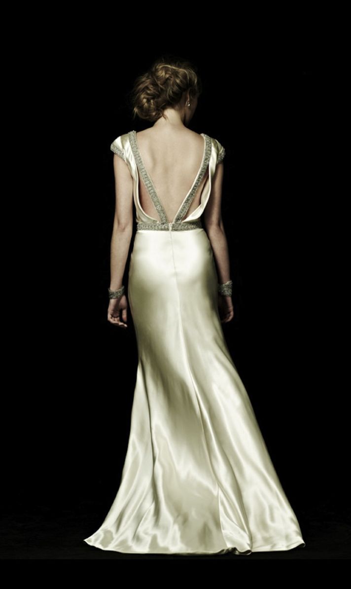 Statement Back Wedding Dress in Ivory Silk