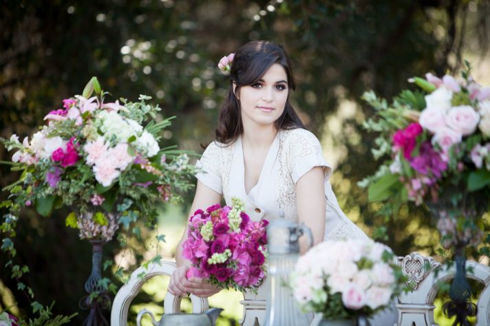 Vintage rustic wedding reception tables outdoor venue