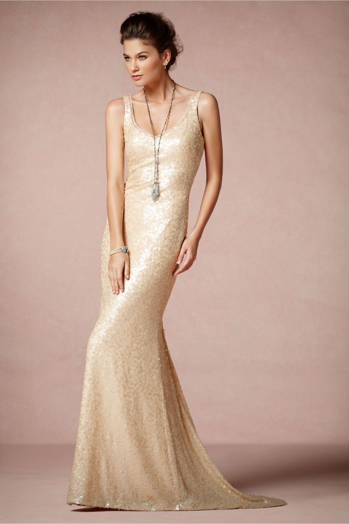 champagne scoop neck wedding dress original