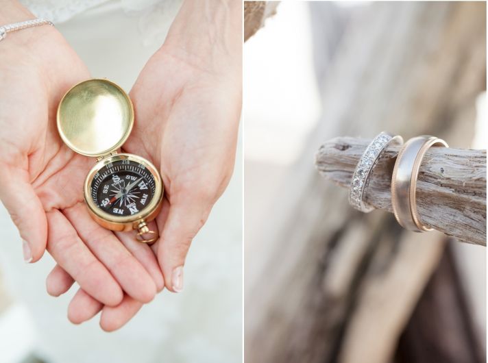 Real Wedding Long Island Throo Williams Photography by Verdi Ceremony Wedding Rings Compass