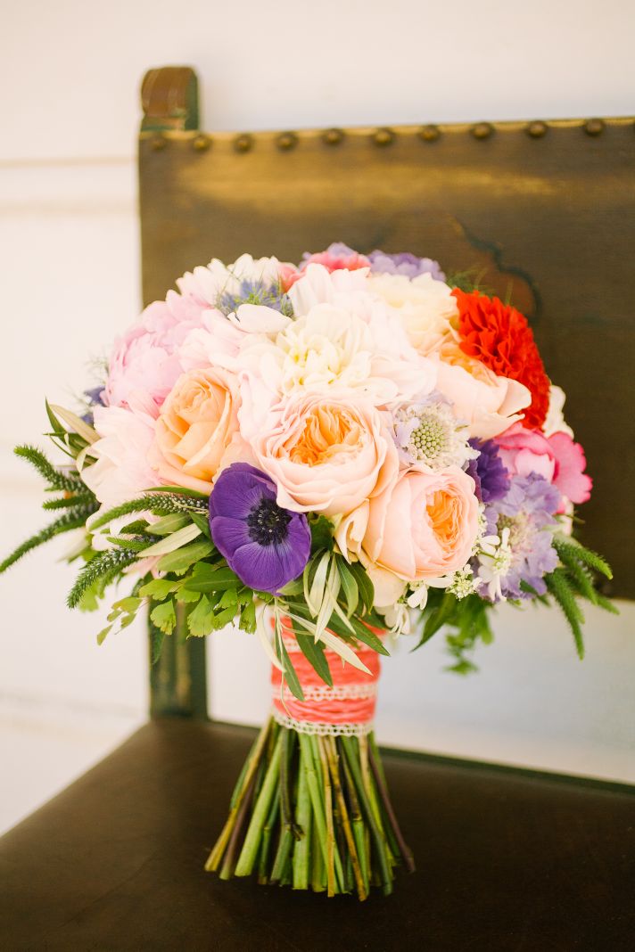 beautiful bridal bouquet with poppys roses and more