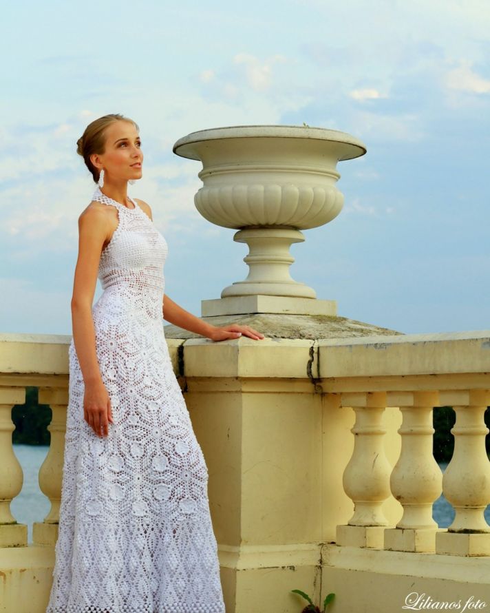crochet halter modified mermaid wedding dress