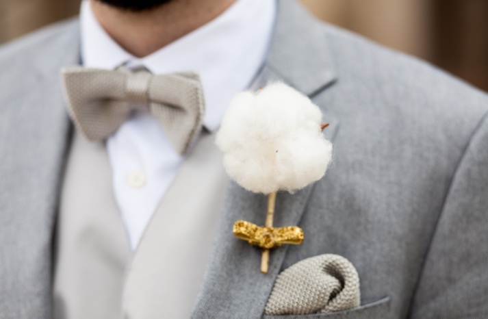 gilded cotton grooms boutonniere