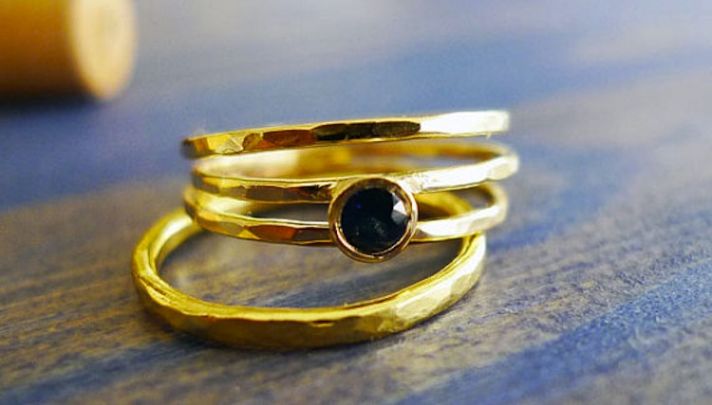 Gold and sapphire engagement ring