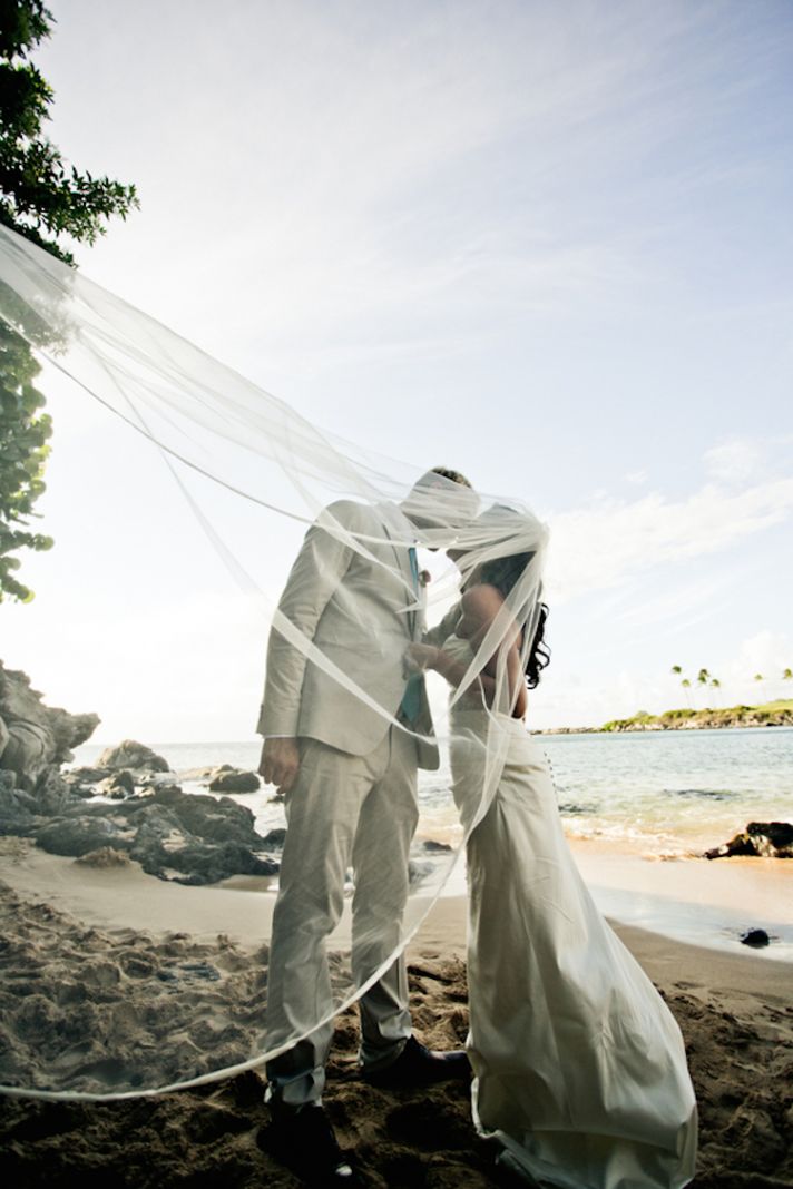 Veil Blowing on the Beach