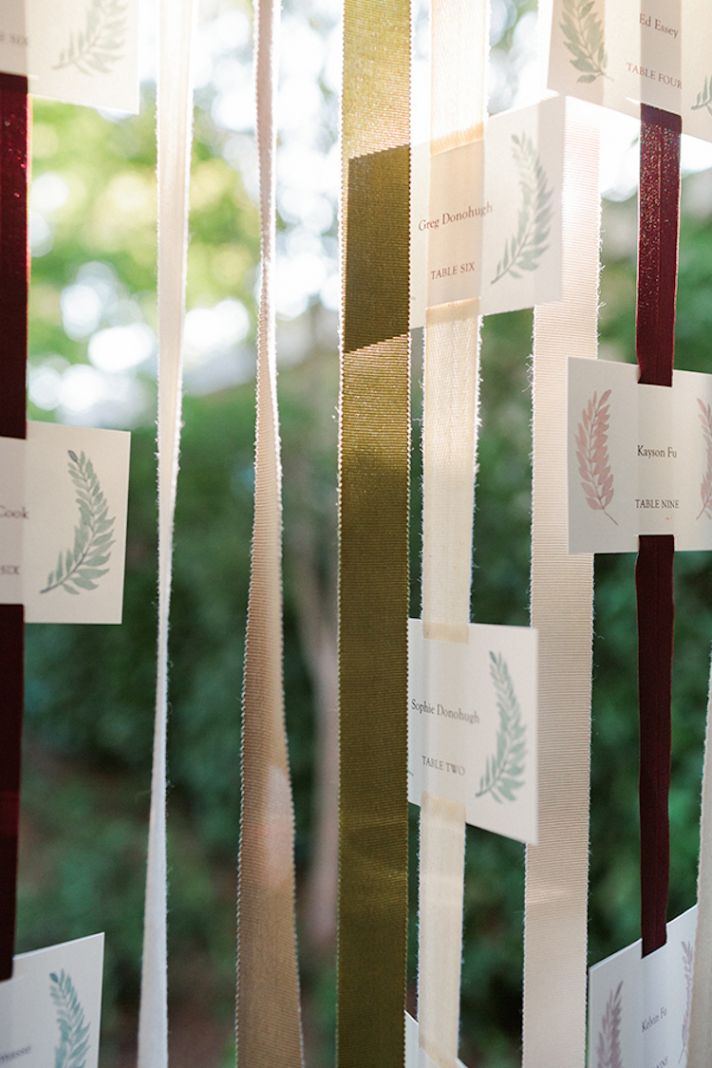 Escort Cards Hanging On Ribbons