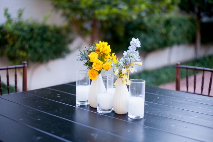 Yellow and Light Blue Floral Reception Decor