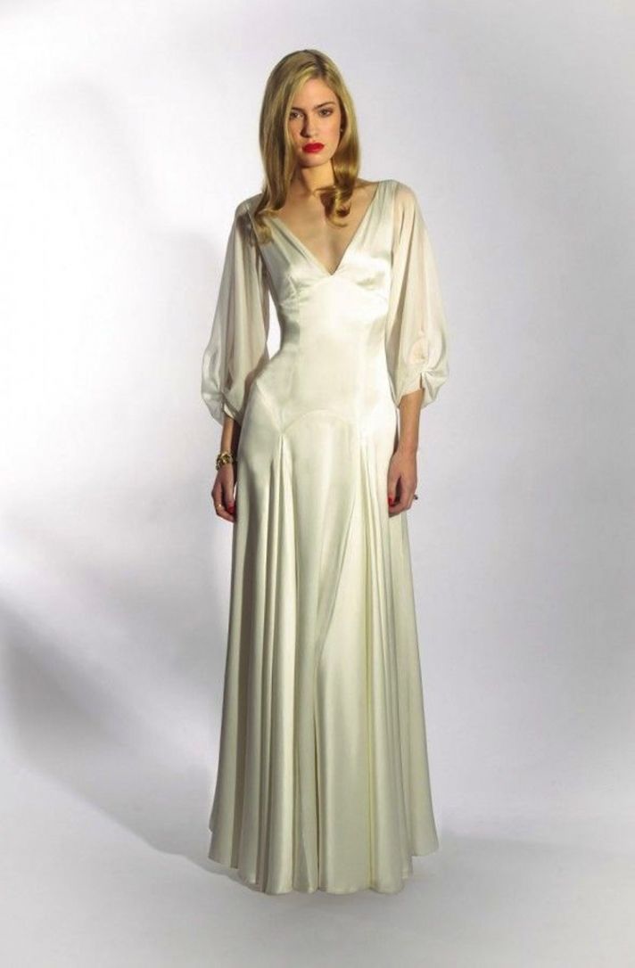 Long Sleeve Deep V Dress