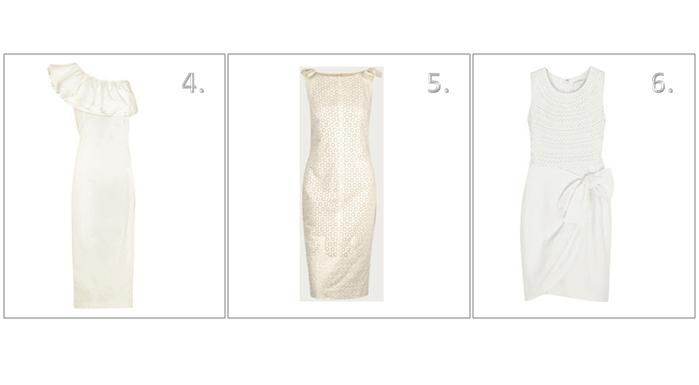 White, cream, gold short dresses for your wedding, ruffle and bow details