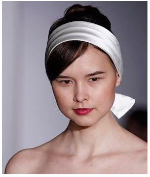 Amsale: White satin headband for bride