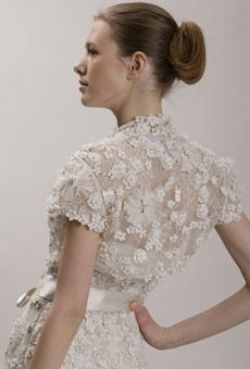 Ivory Monique Lhuillier high-neck wedding dress