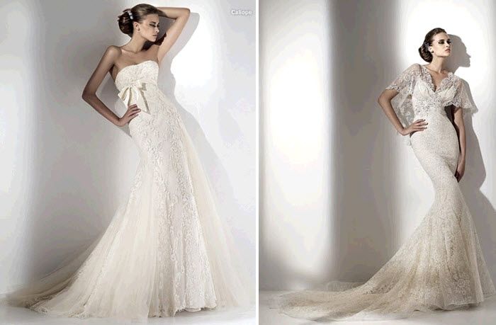 Romantic Elie Saab mermaid silhouette wedding dresses with lace galore