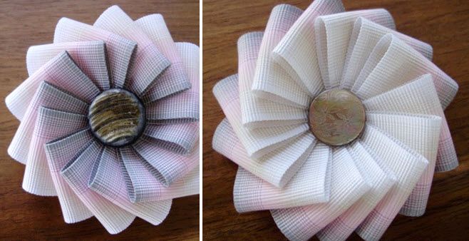 Pastel white, blue, and pink grossgrain ribbon bridal brooches