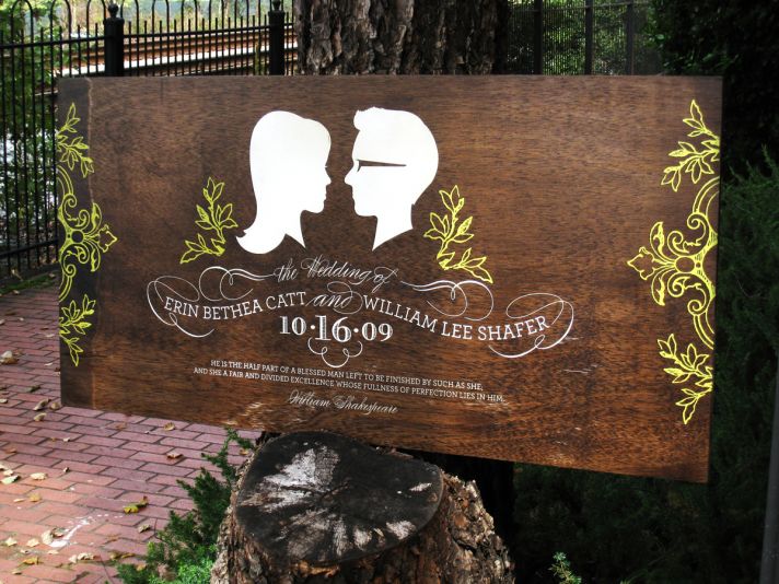 Add a custom touch to your wedding with a handpainted wood wedding sign all about you!