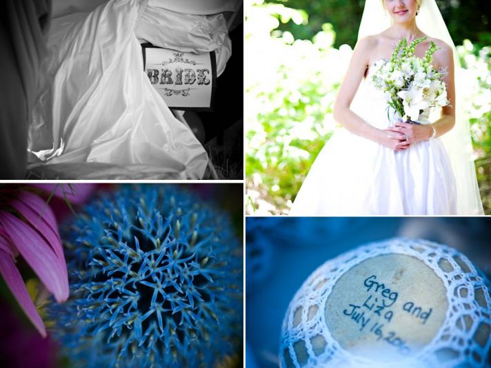 DIY wedding details- something blue for the bride, personalized guest favors