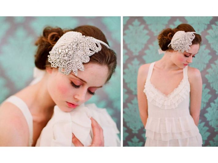Vintage-inspired beaded bridal headband
