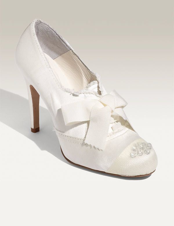 Pedro Garcia bridal pumps- white satin closed toe with sheer tulle and Swarovski detailing