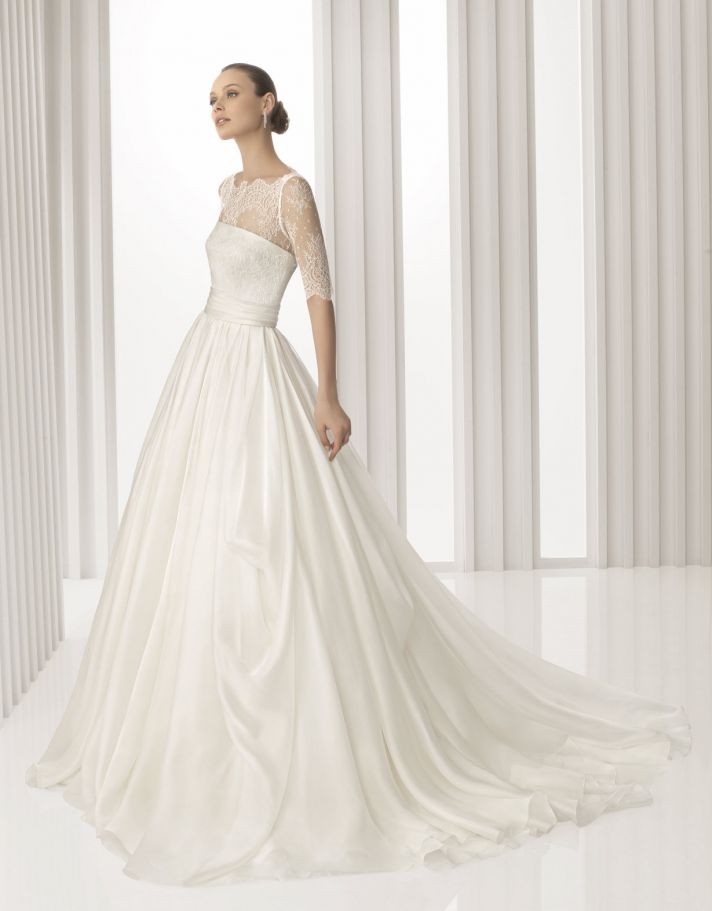 Kate Middleton-inspired Spring 2012 Rosa Clara wedding dress with sheer lace sleeves