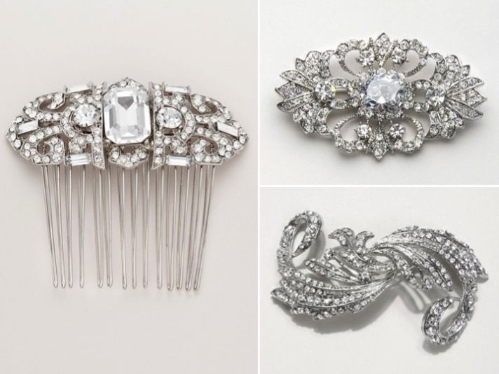 Vintage-inspired bridal hair accessories and wedding barrettes