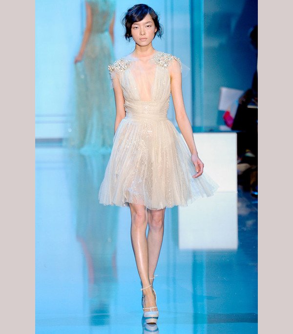 V-neck Elie Saab wedding dress