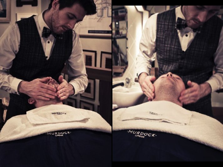 Hire an old school barber to give shaves and cuts to groom and groomsmen