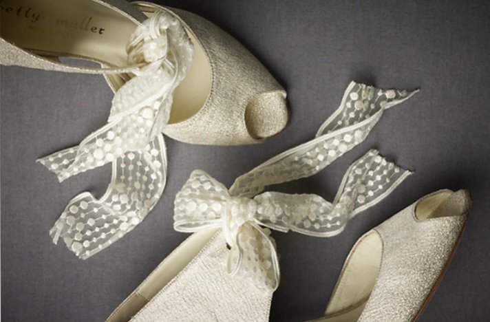 BHLDN wedding shoes- ivory peep-toe bridal booties