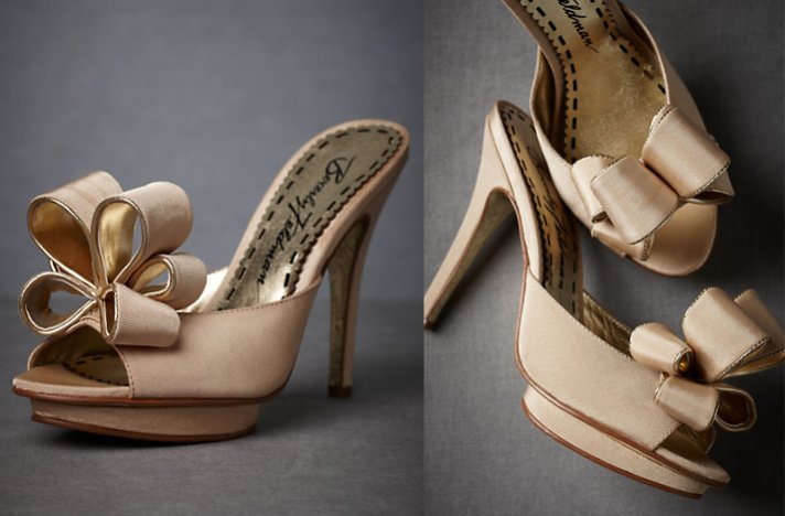 BHLDN wedding shoes- bow-adorned platform slip ons