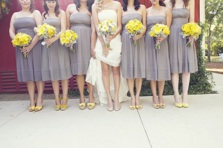 real fall wedding september grey bridesmaids dresses