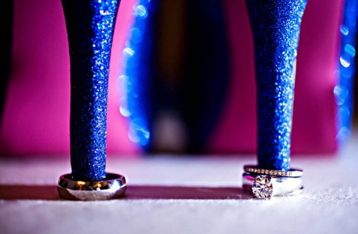 round diamond engagement ring blue wedding shoes