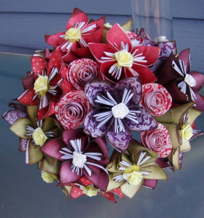 origami handheld bridal bouquet eco friendly wedding ideas