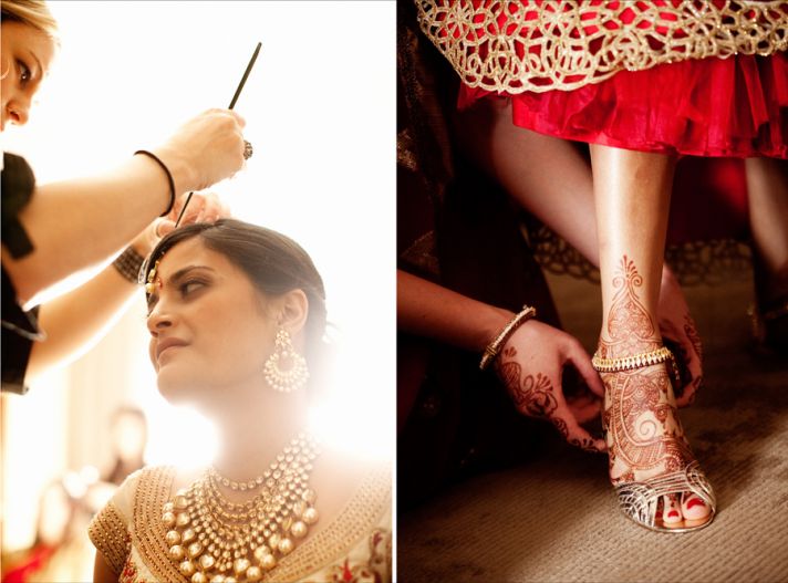 multi cultural weddings indian bride red nails gold wedding jewelry