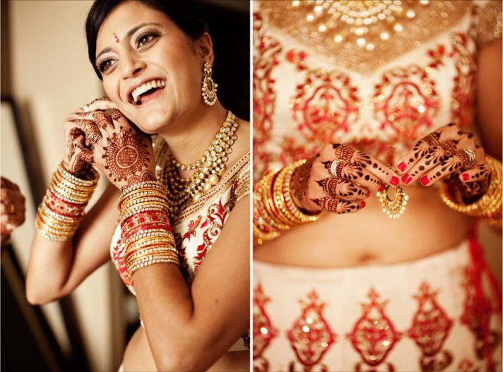 multi cultural weddings indian bride red nails gold wedding jewelry