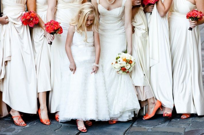 white bridesmaids dresses 2012 wedding trends orange wedding flowers
