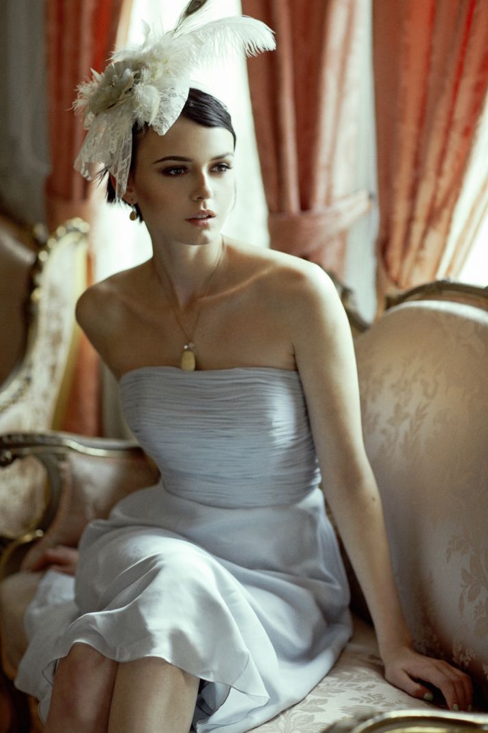 vintage inspired bridal hair accessory feather fascinator
