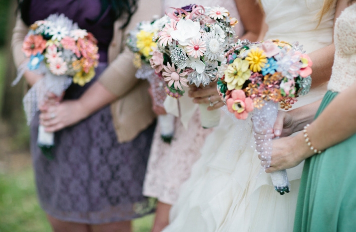 eco friendly brooch bouquets real wedding