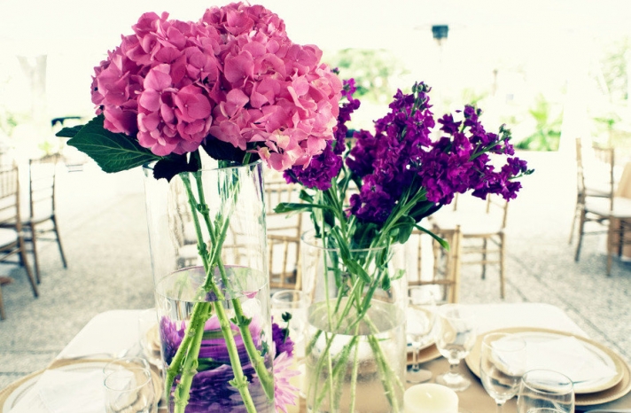 bright pink purple wedding flowers
