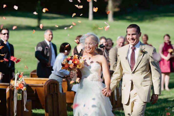 romantic outdoor wedding lace decor bride groom exit