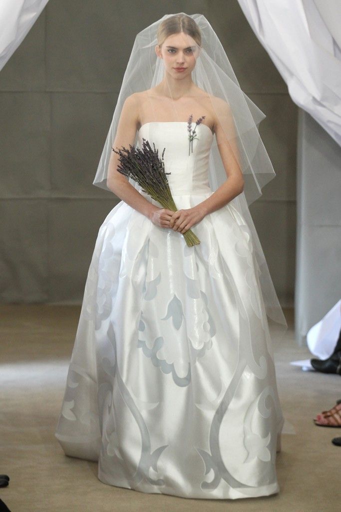 Spring 2013 bridal gowns Carolina Herrera wedding dress strapless ballgown ice blue details