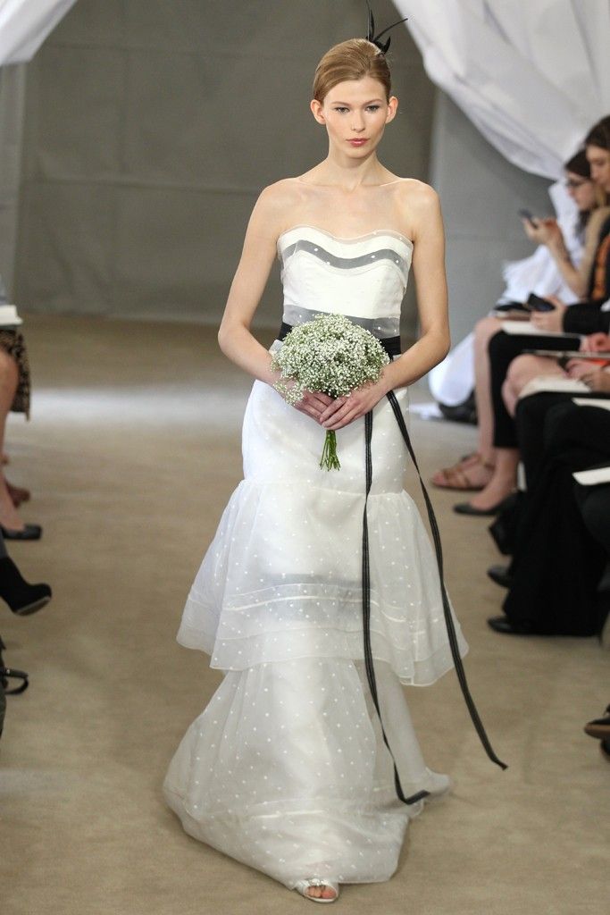 Spring 2013 bridal gowns Carolina Herrera wedding dress polka dots peplum