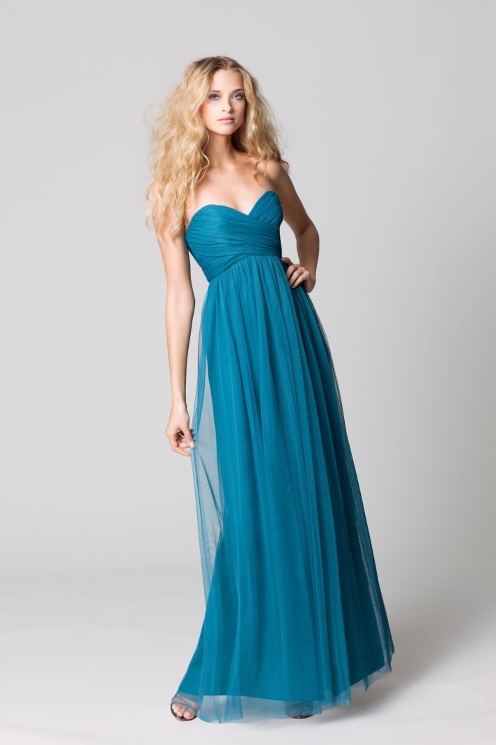 affordable bridesmaids dresses Fall 2012 WTOO by Watters bridal party teal long