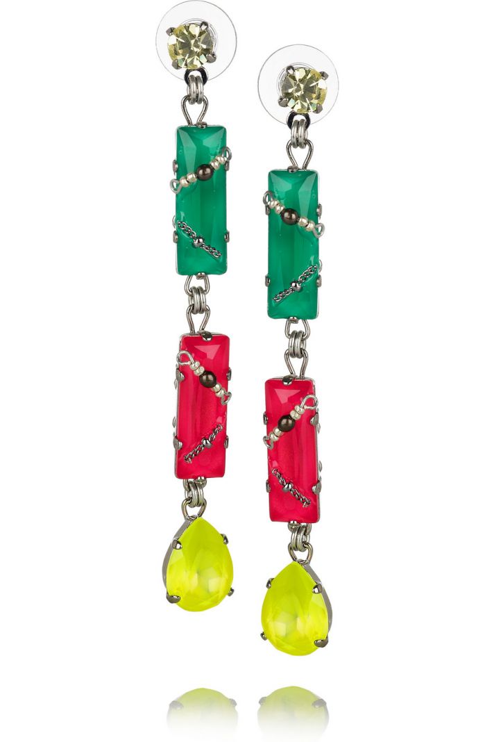 neon bridal earrings for a vibrant white aisle look 1
