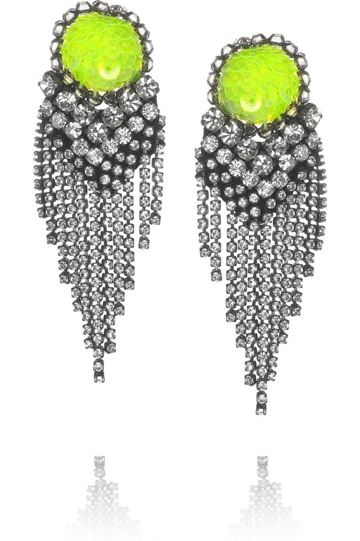 bright bridal earrings neon green
