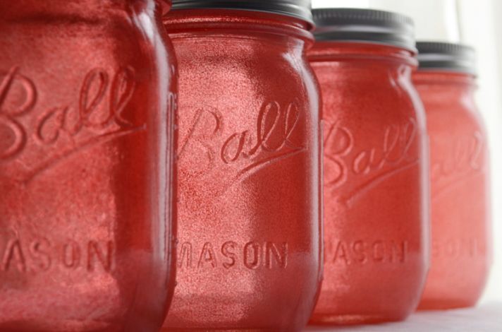 coral tinted mason jars for vintage weddings
