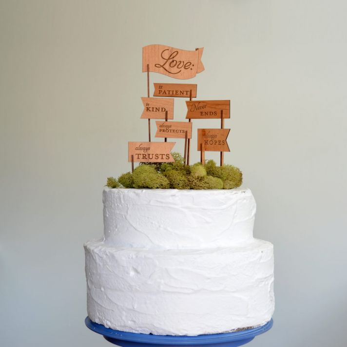 creative wedding cake toppers on Etsy Pinterest wood flags