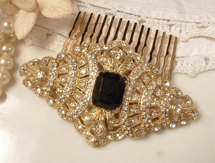Vintage Bridal Hair Comb Art Deco