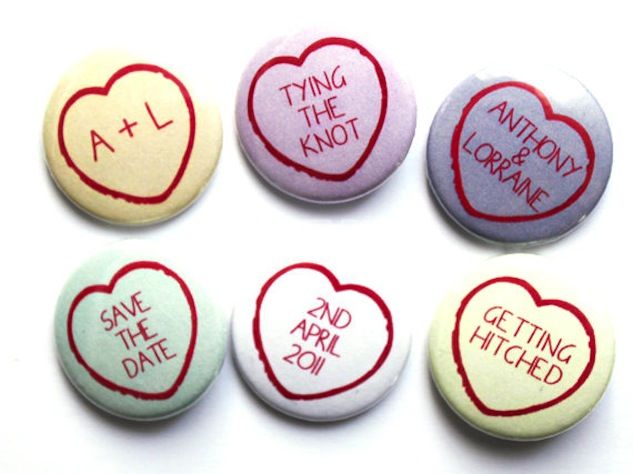 Custom Wedding Save the Date Candy Heart Magnets
