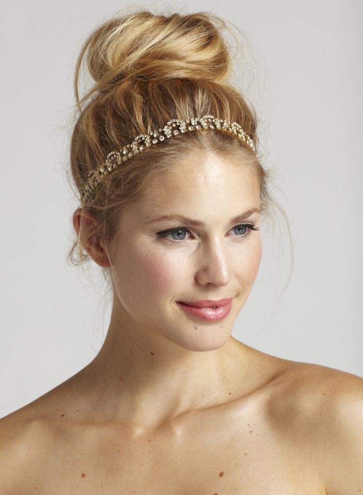 Simple Gold and Crystal Bridal Headband